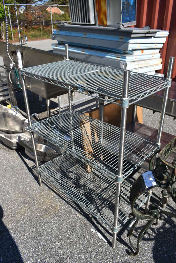 Chrome Finish 3 Tier Shelving Unit. BUYER MUST DISMANTLE. PCI CANNOT DISMANTLE FOR SHIPPING. PLEASE CONSIDER FREIGHT CHARGES. 36x18x48 - Image 4 of 4