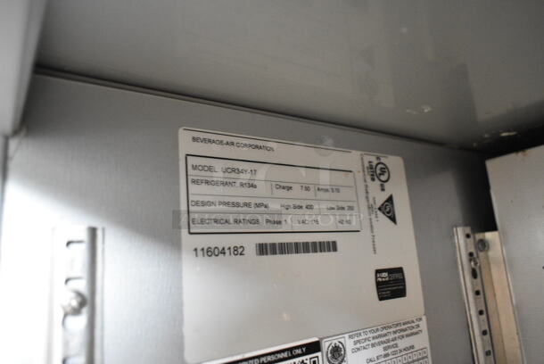 Beverage Air UCR34Y-17 Stainless Steel Commercial 2 Door Undercounter Cooler. 115 Volts, 1 Phase. Tested and Powers On But Does Not Get Cold
 - Image 5 of 5