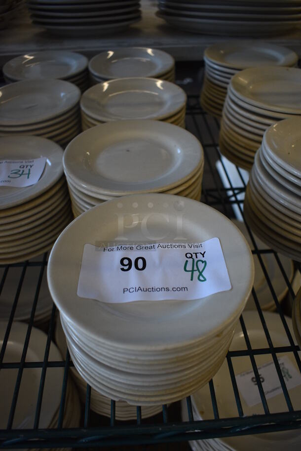 48 White Ceramic Plates. 5.5x5.5x1. 48 Times Your Bid!