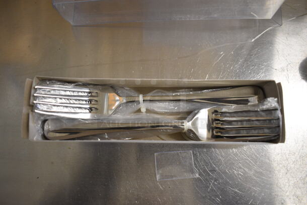 12 BRAND NEW IN BOX! Admiral BA-DF/B Stainless Steel Baguette Forks. 6.25