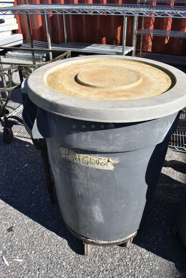 2 Gray Poly Trash Cans w/ Lids on Dollies. 26x24x32. 2 Times Your Bid! - Image 2 of 5