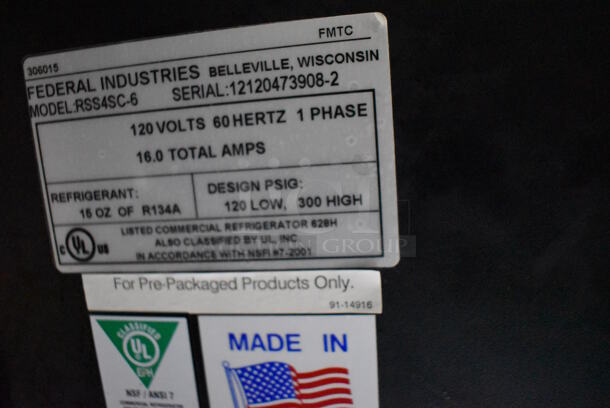 Federal Industries RSS4SC-6 Stainless Steel Commercial Floor Style Open Grab N Go Merchandiser w/ CD4828SS Dry Display Case Top. 120 Volts, 1 Phase. 48.5x39.5x70. Cannot Test Due To Missing Power Cord - Image 7 of 10