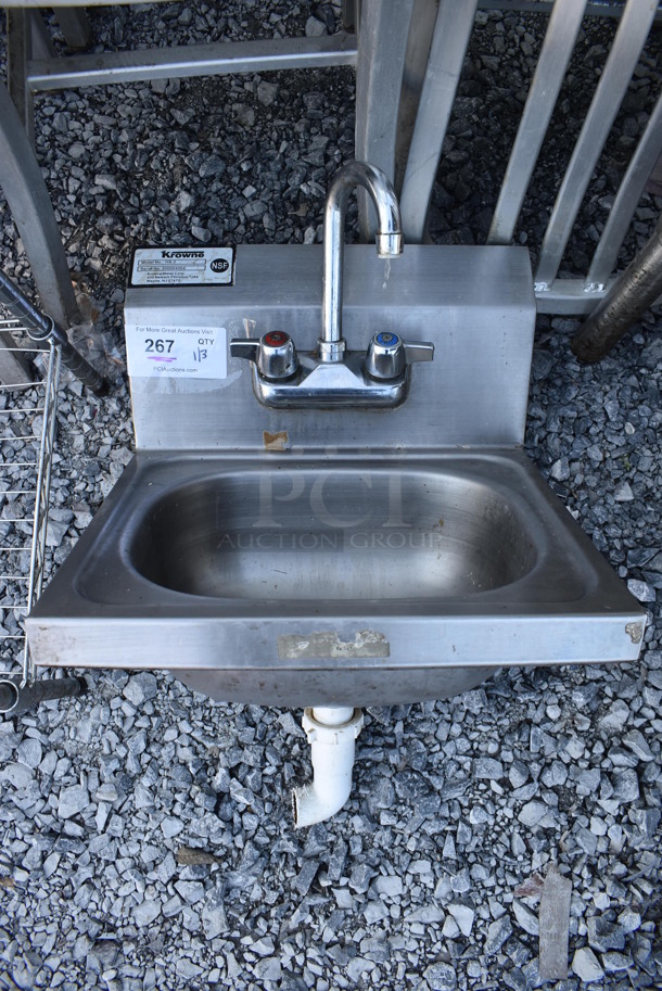 Krowne Stainless Steel Commercial Single Bay Wall Mount Sink w/ Faucet and Handles. 16x16x22 - Image 2 of 6