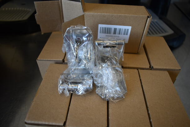 10 BRAND NEW IN BOX! Sets of 2 Stainless Steel 90 Degree 4" Right Angle Padlock Door Hasp / Safety Door Latches / Gate Latches. Brushed Finish. Stock Picture Used as Gallery. 10 Times Your Bid! - Image 2 of 4