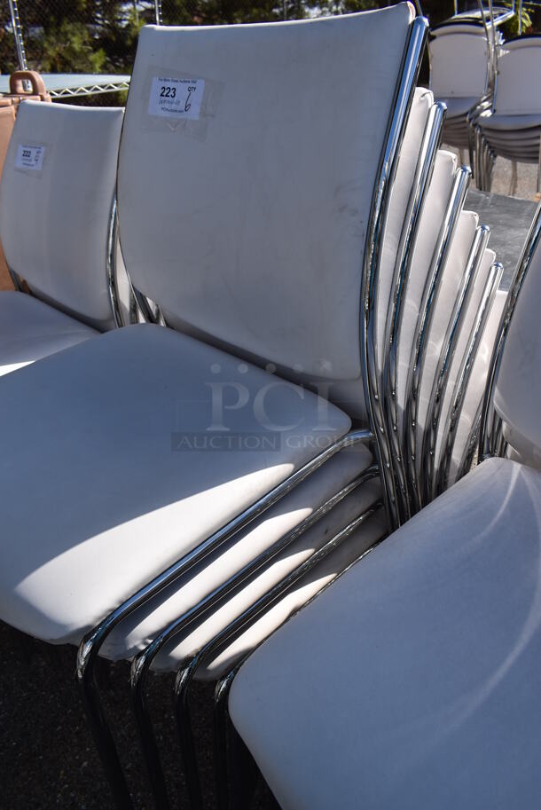6 White Dining Height Chairs on Chrome Finish Frame. 20x20x35. 6 Times Your Bid! - Image 4 of 6