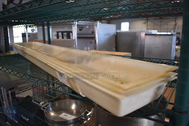 ALL ONE MONEY! Lot of 4 White Poly Bins! 49.5x7.5x3 - Image 1 of 2