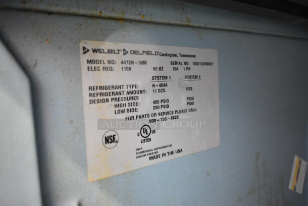 2018 Delfield 4472N-30M Stainless Steel Commercial Sandwich Salad Prep Table Bain Marie Mega Top on Commercial Casters. Missing Left Side Mega Top Bracket. 115 Volts, 1 Phase. Tested and Working! - Image 10 of 10