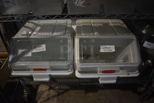2 Rubbermaid White and Clear Poly Ingredient Bins. 19x22x17. 2 Times Your Bid!