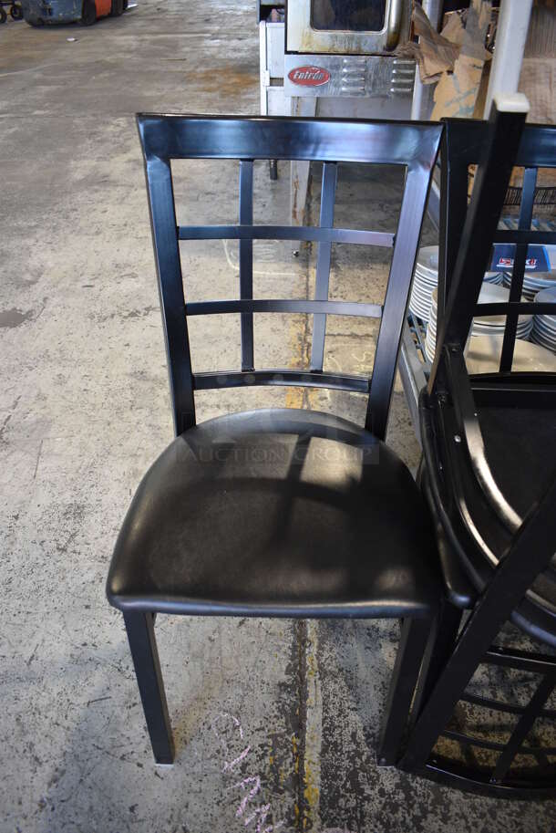 6 Black Dining Chairs w/ Black Seat Cushion. Stock Picture - Cosmetic Condition May Vary. 17x17x35. 6 Times Your Bid!