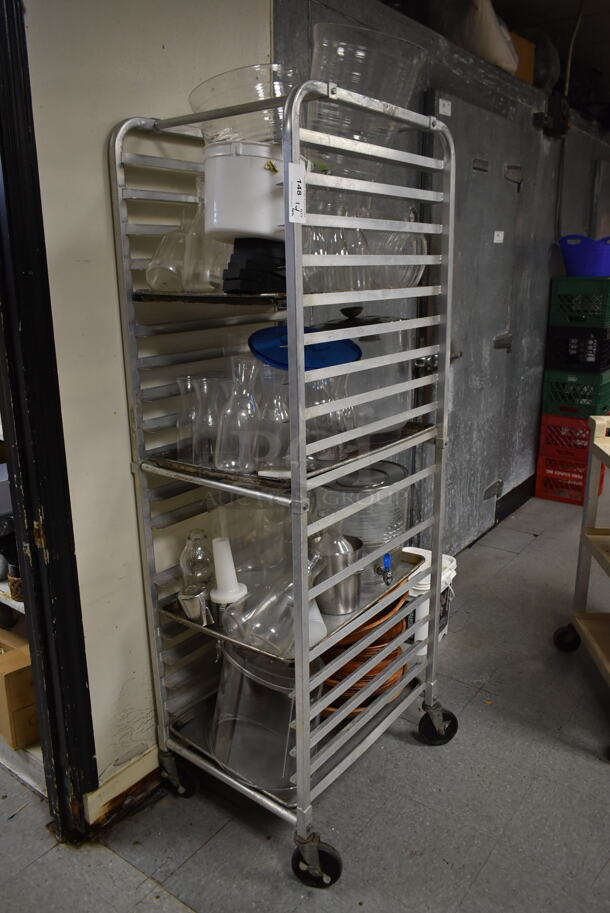 Metal Commercial Pan Transport Rack w/ Contents on Commercial Casters. (dish room) - Image 6 of 6