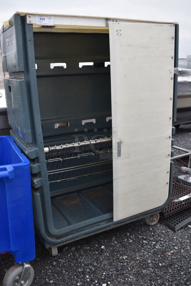 Green and White Poly Cabinet Cart on Casters. Missing Door. 48x29x68 - Image 1 of 6