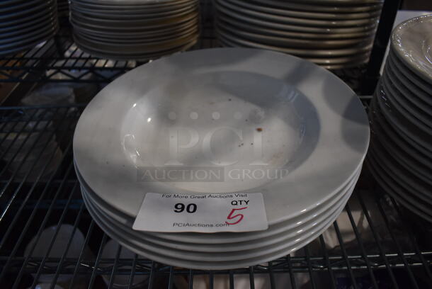 5 White Ceramic Pasta Plates. 12.5x12.5x1.5. 5 Times Your Bid!