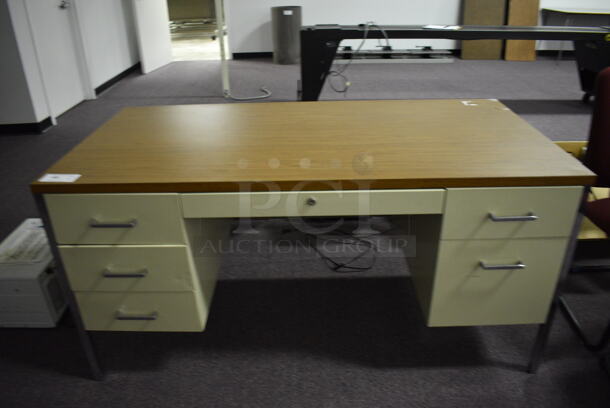 6 Drawer Metal Desk With Wood Top (Main Building)