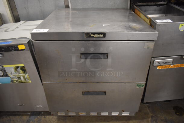 Delfield D4432N Stainless Steel Commercial 2 Drawer Undercounter Cooler on Commercial Casters. 115 Volts, 1 Phase. 32x32x33. Tested and Working!