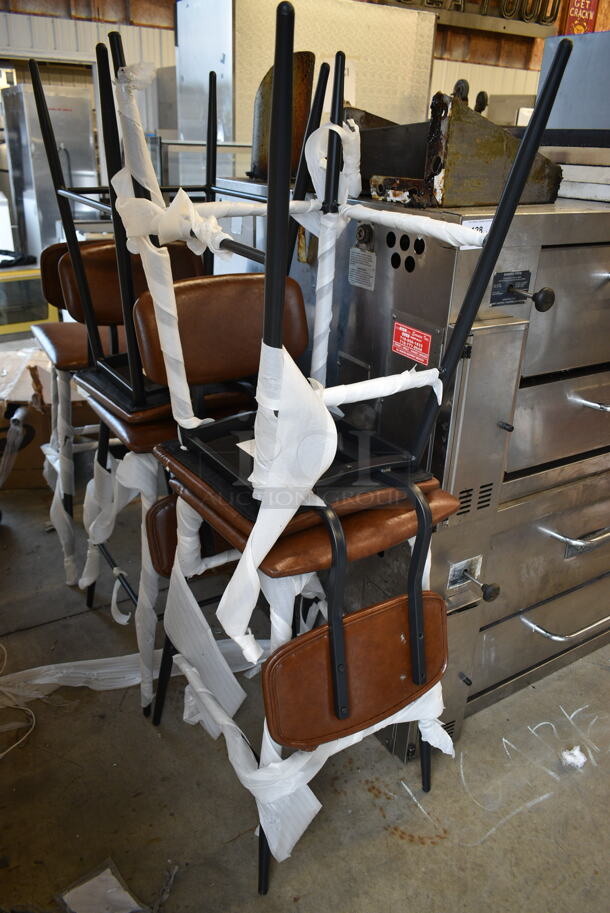 35 BRAND NEW SCRATCH AND DENT! Lancaster Table & Seating 164CMCMBFR Dining Height Chair w/ Brown Cushions. 35 Times Your Bid!  - Image 3 of 7