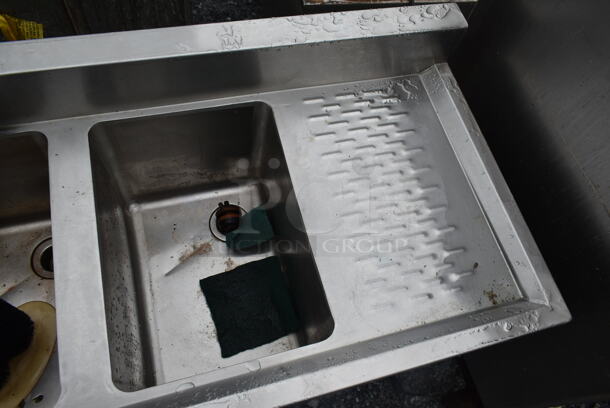 Stainless Steel Commercial 3 Bay Back Bar Sink w/ Right Side Drain Board, Faucet and Handles. Bays 10x14. Drain Boards 10x15 - Image 6 of 6