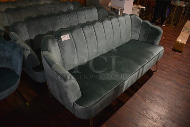 4 Blue Couches on Metal Legs. 76x29x33. 4 Times Your Bid! (lounge) - Image 4 of 5
