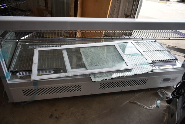 BRAND NEW SCRATCH AND DENT! Avantco 360BCS60HCW 60" White Refrigerated Square Countertop Bakery Display Case with LED Lighting. See Pictures for Damage. Tested and Powers On But Does Not Get Cold - Image 6 of 8