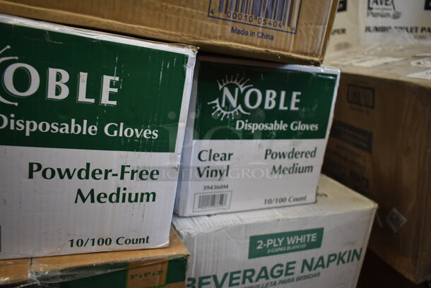 PALLET LOT of 21 BRAND NEW Boxes Including Choice Take Out Container, Tellus 433470 Bowls, 50012DWALLW Choice 12 oz. White Smooth Double Wall Paper Hot Cup - 500/Case, 760IC12G Choice 12 oz. Green Paper Frozen Yogurt / Food Cup - 1000/Case, 3 Box Choice 1.5 oz Portion Cups,  795PTOKFT1 Choice 4 5/8" x 3 1/2" x 2 1/2" Kraft Microwavable Folded Paper #1 Take-Out Container - 450/Case, 3 Box Medium Weight Cutlery Sets, 5002BNAPWH Choice 2-Ply White Beverage / Cocktail Napkin - 3000/Case, 394360M Noble Products Powdered Disposable Vinyl Gloves for Foodservice - 1000/Case, 395TO961 EcoChoice 9" x 6" x 3" Compostable Sugarcane / Bagasse 1 Compartment Take-Out Container - 200/Case, 274MOPBCKTYE Lavex 35 Qt. Yellow Mop Bucket & Side Press Wringer Combo. 21 Times Your Bid!  - Image 12 of 12