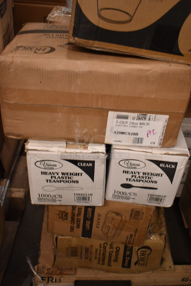 PALLET LOT of 27 BRAND NEW Boxes Including 3 Box Lancaster Table 164TCOLROD25 Lancaster Table & Seating 25 3/16" Standard Height Table Base Column and Rod, Waterloo 8" Center Faucet, 433NHTBIO EcoChoice 1/6 Standard Size Biodegradable Standard-Duty Plastic T-Shirt Bag - 500/Case, 2 Box Choice Medium Weight Cutlery Kits, 127PL2 Choice PET Plastic Lid for 1.5 to 2.5 oz. Souffle Cup / Portion Cup - 2500/Case, M1017-2X Malt Impact ProMax M1017-2XL White Microporous Zipper Front Long Sleeve Coveralls with Elastic Wrists and Ankles - 2XL, 3511470672 Cooking Performance Group 3511470672 U Type Burner Assembly CBL / CBL Countertop Charbroilers and G / GT Countertop Griddles, 129MCS28B Choice Black Rectangular Heavy Weight Container, 2 Box 130HSBK1M Visions Black Heavy Weight Plastic Teaspoon - Case of 1000, 500CC9 Choice 9 oz. Clear PET Customizable Plastic Squat Cold Cup - 1000/Case, 750DI1145SD 10" x 14" x 5" 18 Gauge Stainless Steel One Compartment Drop-In Sink. 27 Times Your Bid! - Image 11 of 12