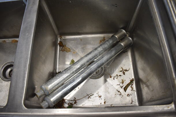 Stainless Steel 2 Bay Sink w/ Faucet and Handles. 2 Legs Need To Be Reattached. 41x22x45. Bays 17x17x12 - Image 3 of 5