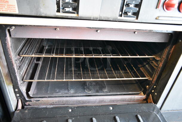 Vulcan E60 Stainless Steel Commercial Electric Powered 10 Burner Hot Plate Range w/ 2 Ovens, Over Shelf and Back Splash. 240 Volts, 1 Phase.  - Image 4 of 8