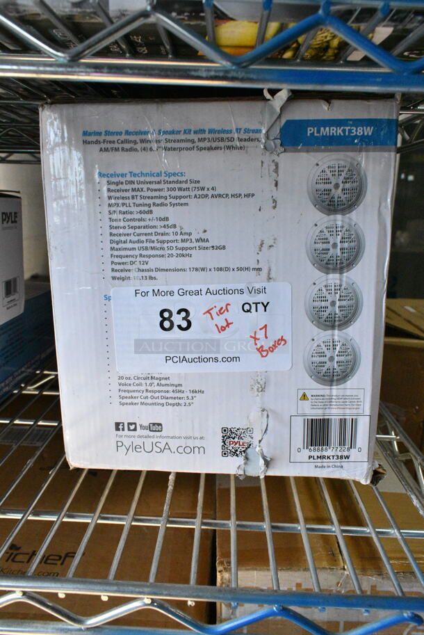 7 Various Items Including PLMRKT38W Pyle Marine Radio Receiver Speaker Set 12v Single Din Style Bluetooth Waterproof Digital Boat, PAD30MXUBT Pyle 3-Channel Bluetooth Mixer, PLMRMBT5B 2 Channel Bluetooth Marine Amplifier Kit, PKVS18SL NutriChef Automatic Food Vacuum Sealer, PRJG95 Pyle Multimedia Projector with 1080p Support, NutriChef NCFRYP14 Skillet. 7 Times Your Bid!  - Image 2 of 12