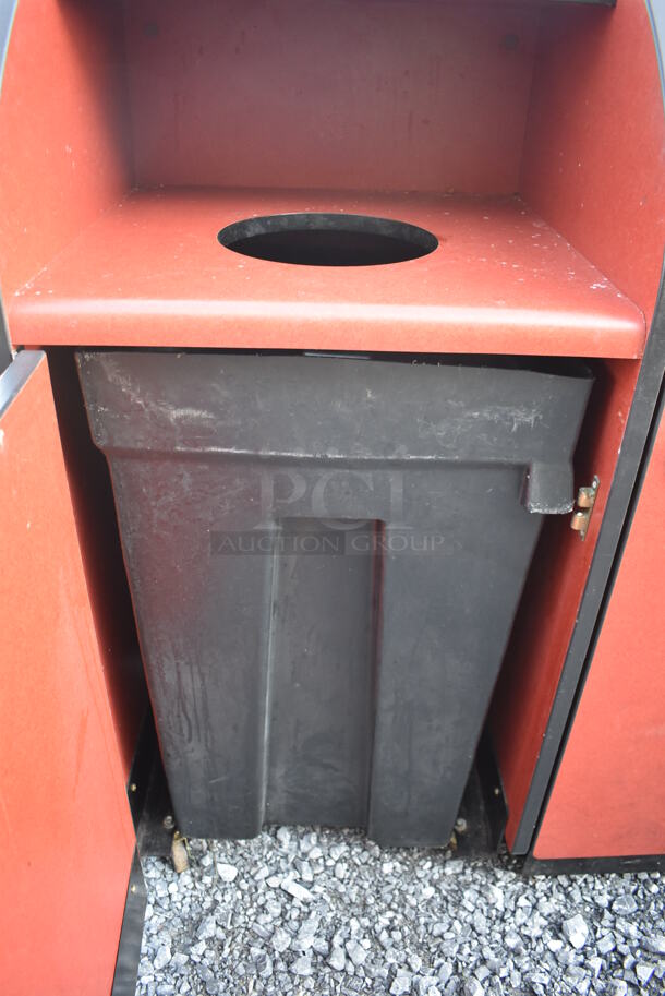 Red Double Trash Can Shell w/ Tray Return, Trash Deposit Hole, 2 Doors and Trash Can. 43x21x47 - Image 5 of 5