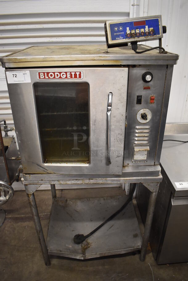 Blodgett CTB-1 Stainless Steel Commercial Electric Powered Half Size Convection Oven w/ Merlin Timer, View Through Door, Metal Oven Racks and Under Shelf. 208/220 Volts, 1 Phase. 30x26x65