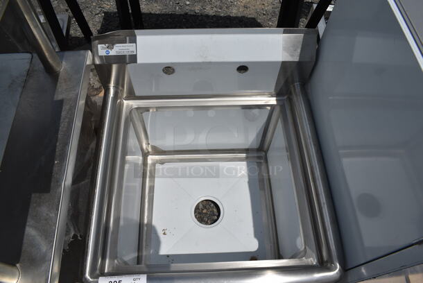 BRAND NEW SCRATCH AND DENT! Steelton 522CS11818N 23 1/2" 18-Gauge Stainless Steel One Compartment Commercial Sink without Drainboard - 18" x 18" x 12" Bowl. No Legs.  - Image 3 of 4