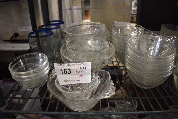 ALL ONE MONEY! Tier Lot of Various Items Including Glass Bowls, Ceramic Bowls and BRAND NEW IN BOX Piatto Cappuccino Blu Saucers - Image 2 of 8