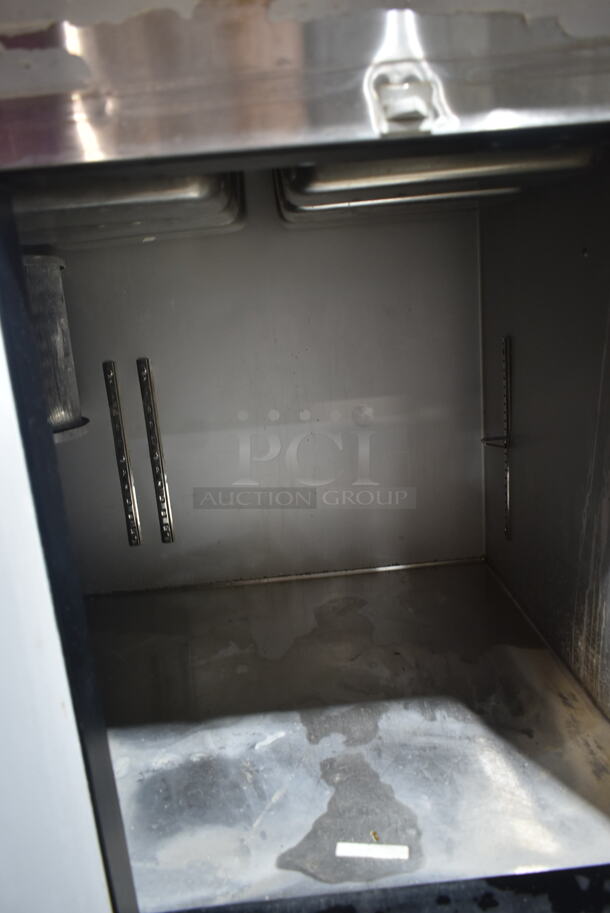 2014 Leader LM72 S/C Stainless Steel Commercial Prep Table w/ 21 Stainless Steel Drop In Bins and Sneeze Guard on Commercial Casters. 115 Volts, 1 Phase.  Tested and Does Not Power On - Image 8 of 9