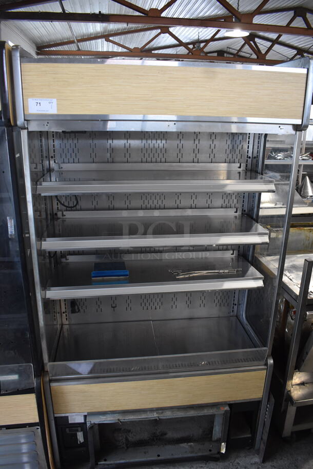 Oasis B42 Commercial Open Air Refrigerated Reach In Merchandiser With Shelves and Wood/Steel Trim on Commercial Casters. 208-240V/1 Phase - Image 1 of 6