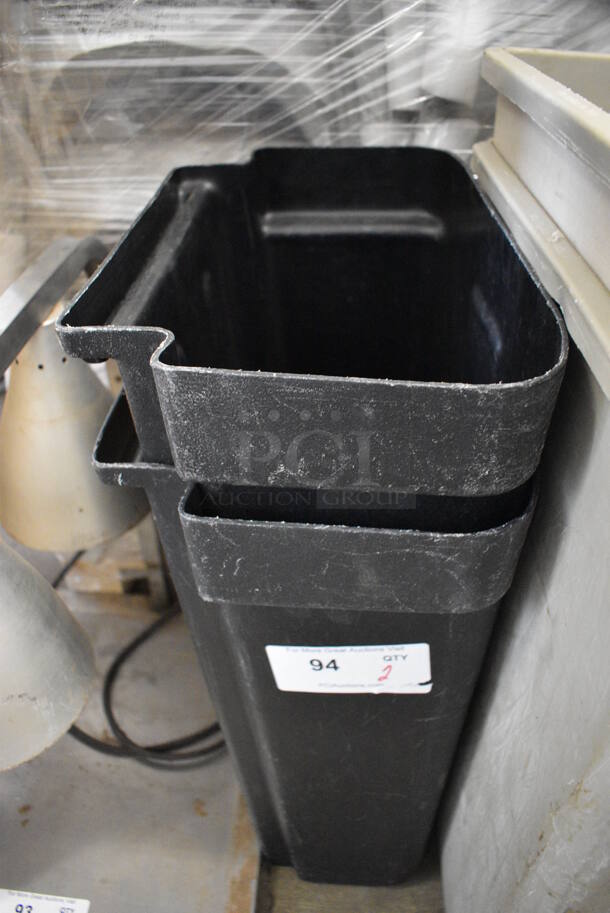 2 Black Poly Trash Cans. 16.5x10x23. 2 Times Your Bid!