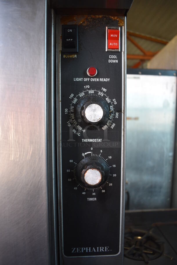 2 Blodgett Zephaire Stainless Steel Commercial Propane Gas Powered Full Size Convection Ovens w/ Solid Doors, Metal Oven Racks and Thermostatic Controls. 38x39x68.5. 2 Times Your Bid! - Image 7 of 8
