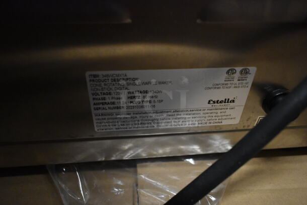 BRAND NEW SCRATCH AND DENT! Estella 348WCMX1A Stainless Steel Commercial Countertop Waffle Maker. 120 Volts, 1 Phase. Tested and Working! - Image 7 of 7