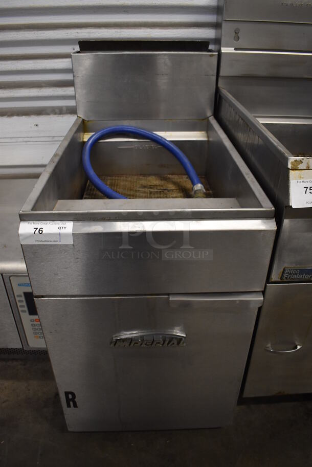 Imperial IFS-75 Stainless Steel Commercial Floor Style Natural Gas Powered 75 Pound Capacity Deep Fat Fryer. 175,000 BTU. 20x36x42 - Image 1 of 10
