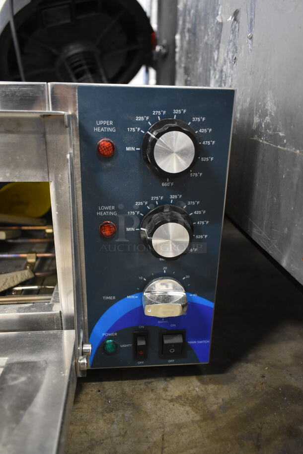 BRAND NEW SCRATCH AND DENT! 2023 Hoocoo CMO-1 Stainless Steel Commercial Countertop Electric Powered Pizza Oven w/ Broken Cooking Stone. 120 Volts, 1 Phase. Tested and Working! - Image 2 of 4