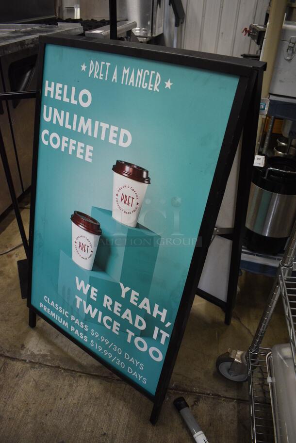 2 Various Signs; A Frame Sidewalk Sign and Sign Frame. 24x3x40, 23x10x60. 2 Times Your Bid! - Image 2 of 3