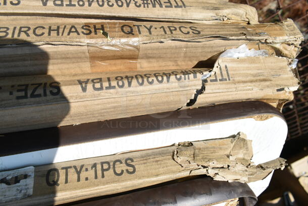 9 BRAND NEW SCRATCH AND DENT! Lancaster Table & Seating 3493048tba 30" x 48" Rectangular Reversible White Birch / Ash Laminated Table Top. See Pictures for Damage. 9 Times Your Bid!  - Image 9 of 11