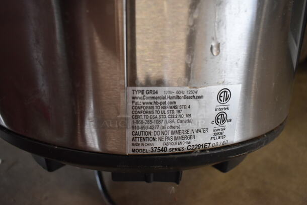 BRAND NEW SCRATCH AND DENT! Hamilton Beach 37540 Stainless Steel Countertop 40 Cup (20 Cup Raw) Rice Cooker / Warmer. 115 Volts, 1 Phase. Tested and Working! - Image 5 of 5