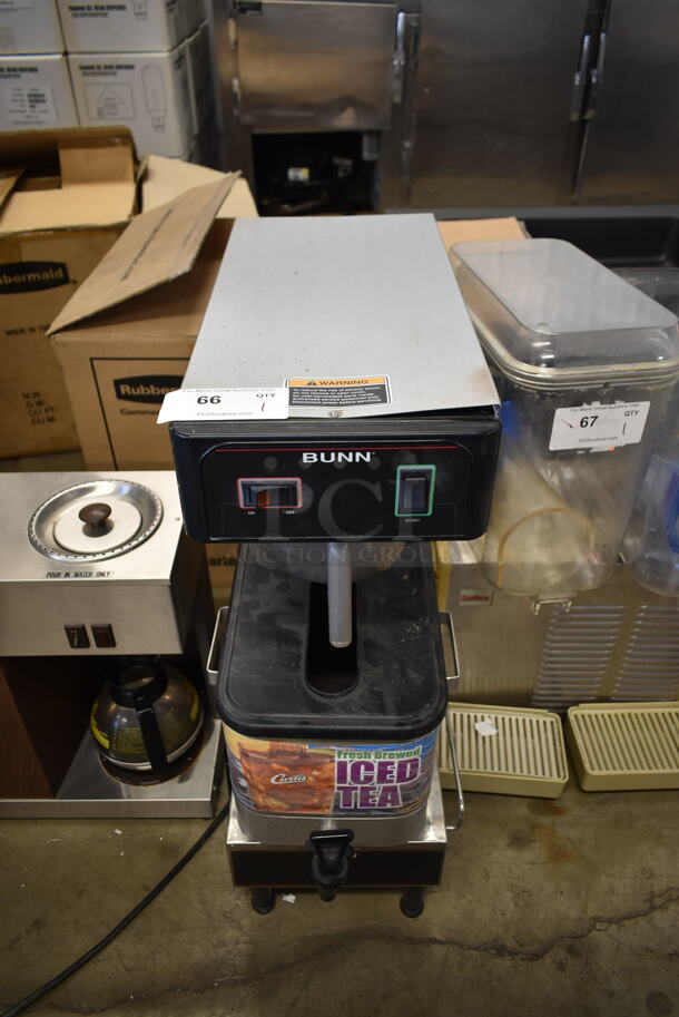 Bunn TB3Q-LP Stainless Steel Commercial Countertop Iced Tea Machine w/ Poly Brew Basket and Beverage Holder Dispenser. 120 Volts, 1 Phase.  - Image 1 of 6