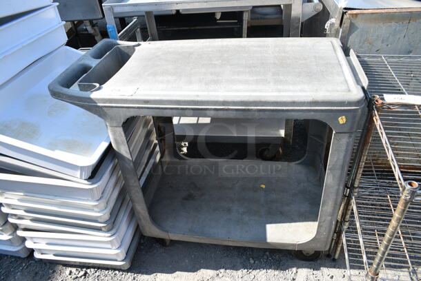 Gray Poly 2 Tier Cart on Commercial Casters.  - Image 1 of 5