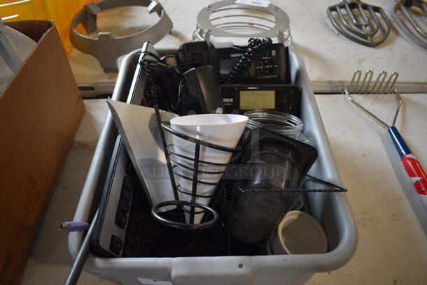 ALL ONE MONEY! Lot of Various Items Including Drop In Bin and Corded Office Telephones in Gray Bus Bin! - Image 2 of 4
