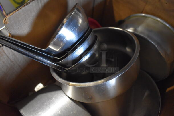 ALL ONE MONEY! Tier Lot of Various Items Including Plastic Lids, Coffee Pot, Hard Hat and Metal Bins - Image 6 of 9