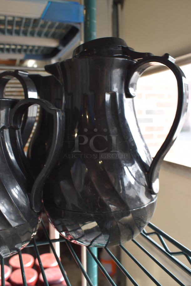 ALL ONE MONEY! Lot of 5 Black Pitchers w/ 2 Lids! Includes 7.5x6x9, 6.5x4.5x7 - Image 3 of 4