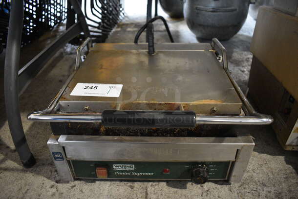 Waring Stainless Steel Commercial Countertop Panini Press. 115 Volts, 1 Phase. 19x18x11. Tested and Working!
