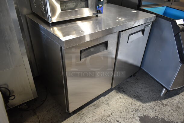 BRAND NEW SCRATCH AND DENT! Bluelinetech BUC48FA Stainless Steel Commercial 2 Door Undercounter Freezer on Commercial Casters. 115 Volts, 1 Phase. Tested and Working! - Image 2 of 7