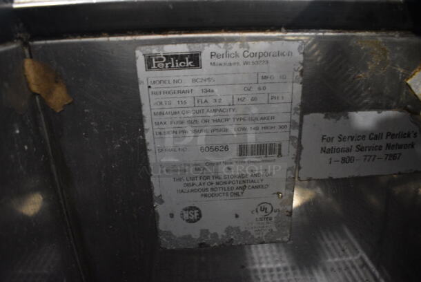 Perlick Model BC24SS Stainless Steel Commercial Bottled Back Bar Cooler w/ Sliding Lid on Commercial Casters. 115 Volts, 1 Phase. 24x29x38. Tested and Powers On But Does Not Get Cold - Image 4 of 5