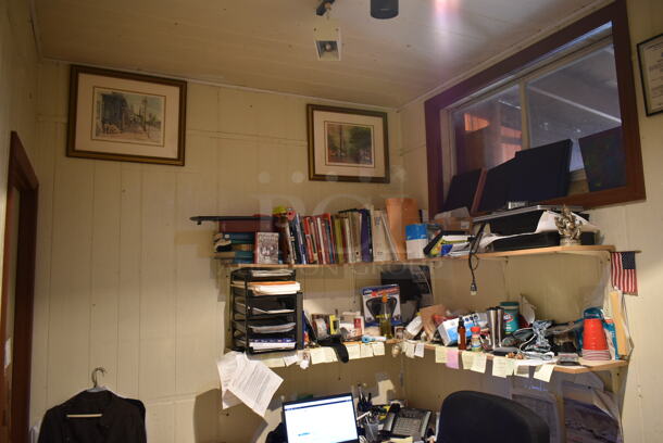 ALL ONE MONEY! ROOM LOT of Desks, Heater, Shelves. Everything Else Shown Is Not Included. BUYER MUST REMOVE. (hallway) - Image 2 of 11